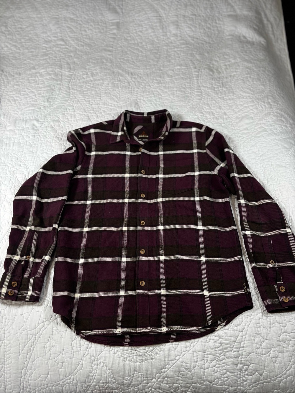 Prana Men's Purple Plaid Button-Down Shirt